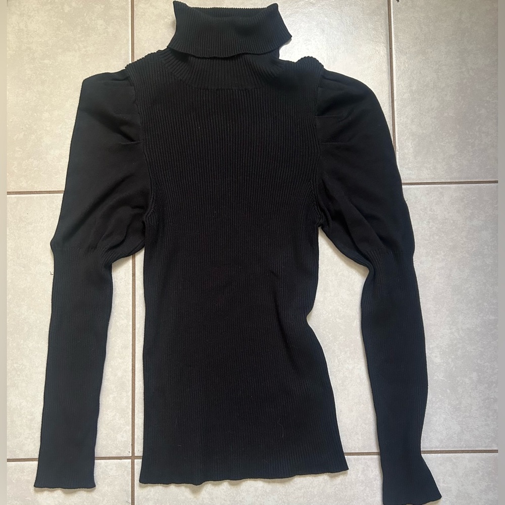 Anthropologie Cecilia Puff Sleeve
Ribbed Turtleneck black Size Medium - Picture 2 of 10